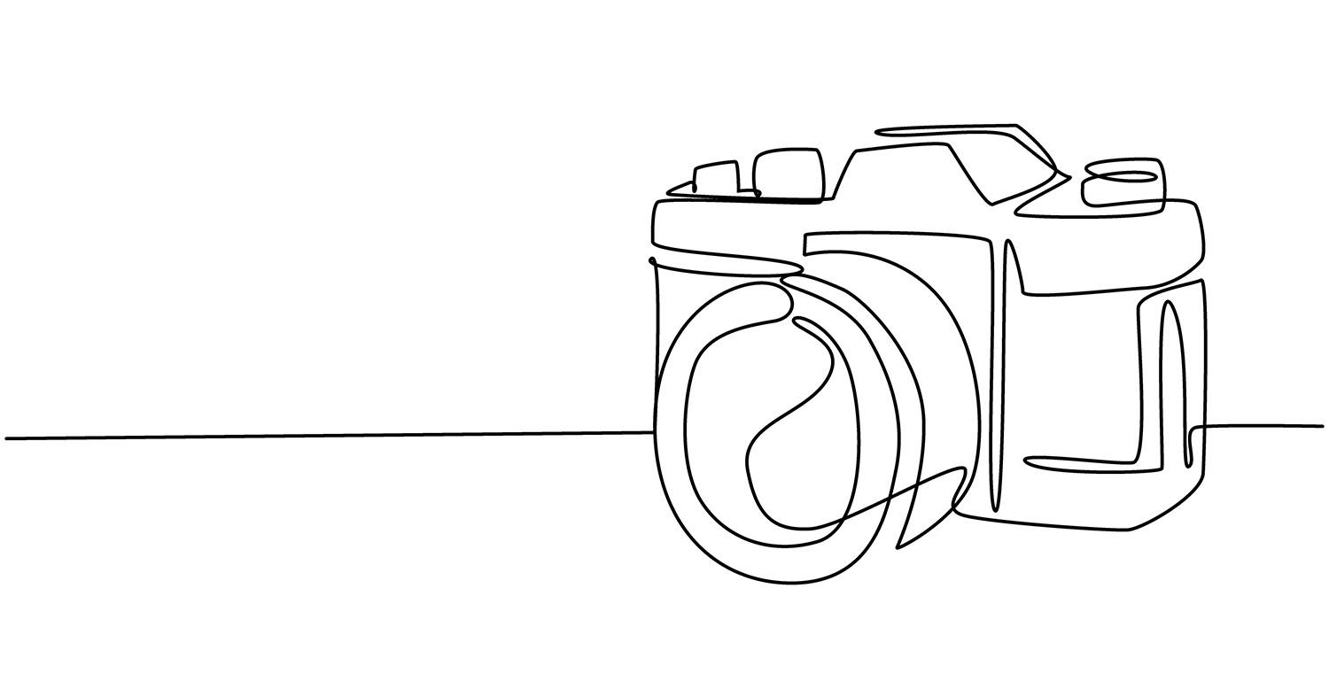 a line drawing of a camera